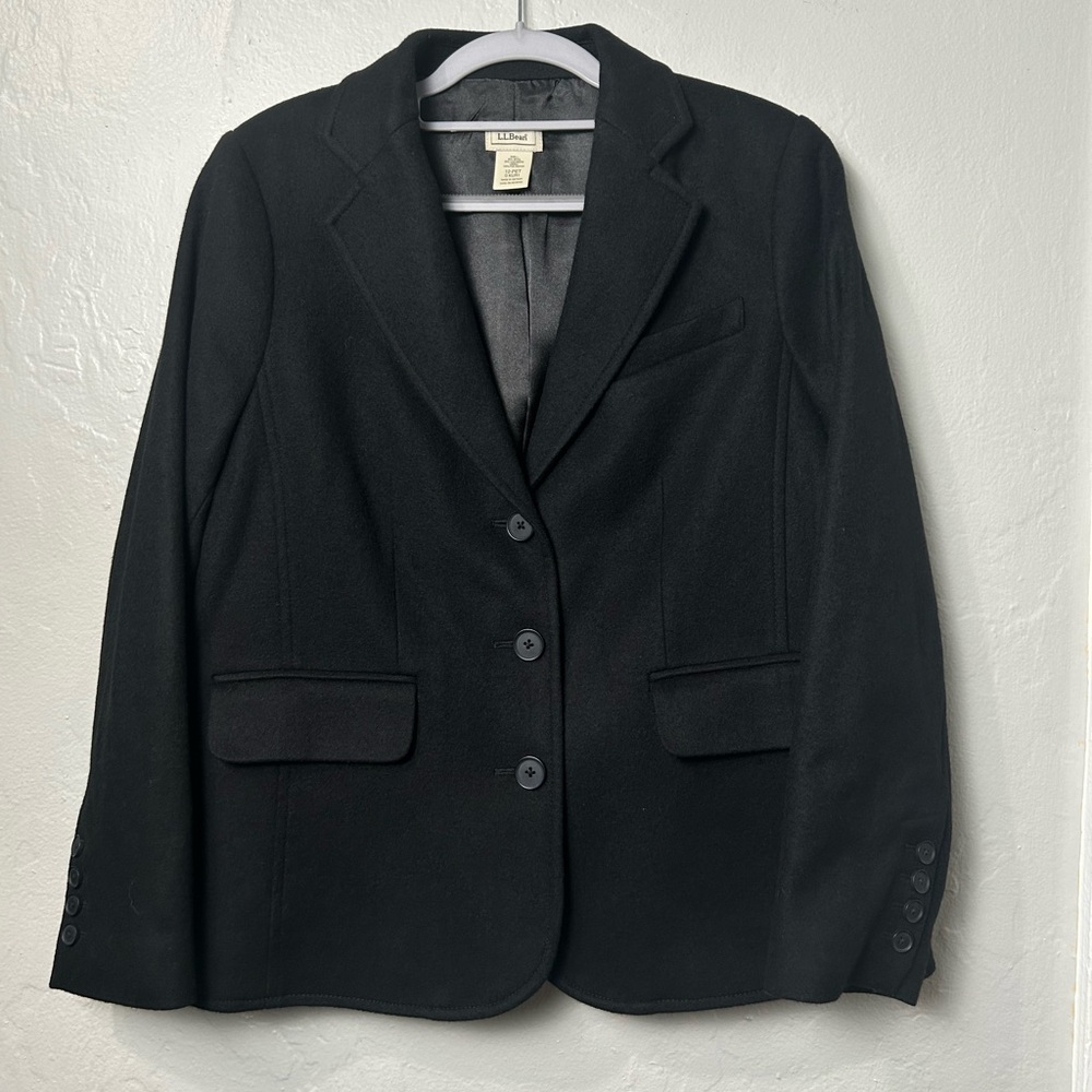 LL Bean Wool/ Cashmere Black Women Blazer